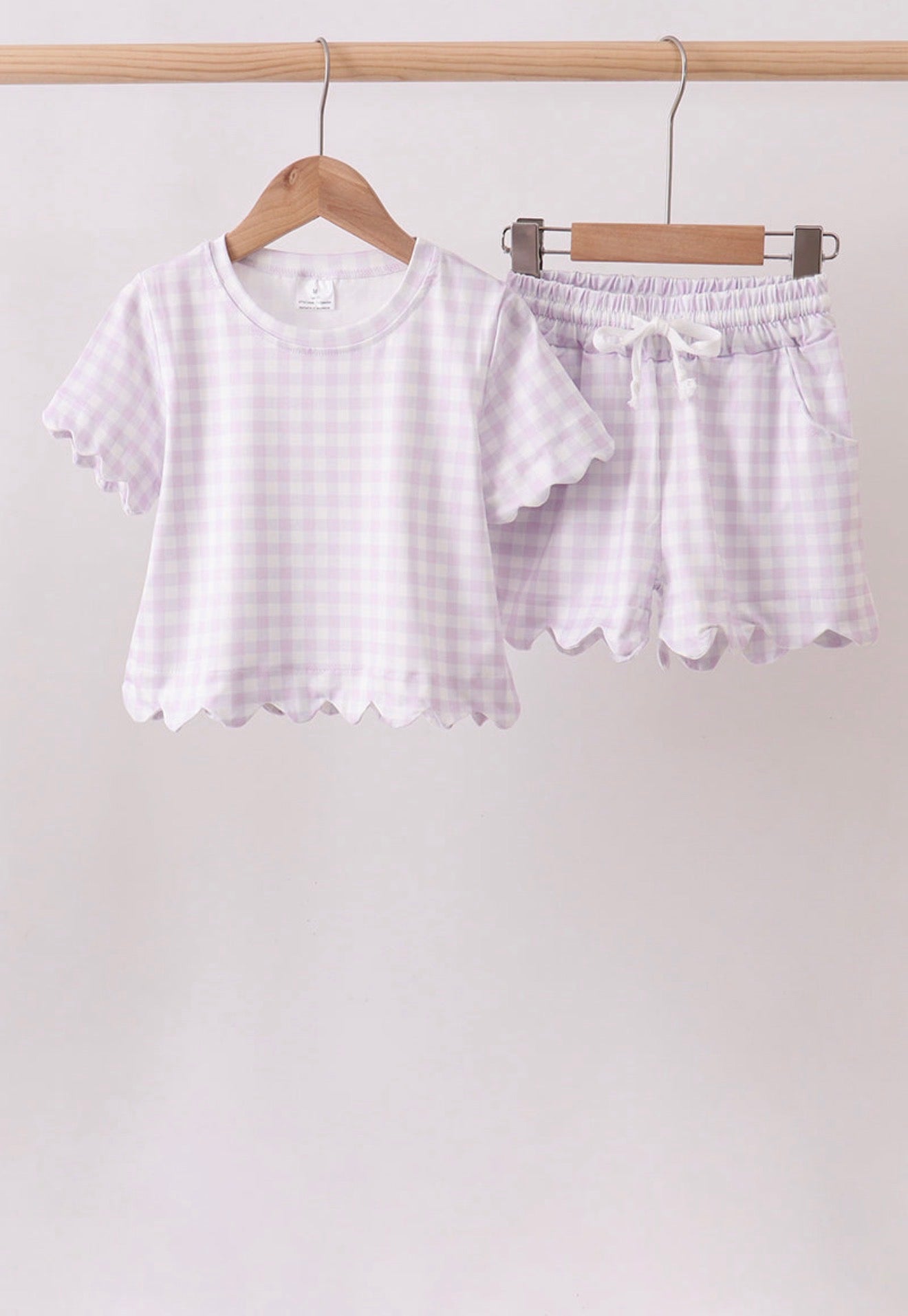Lavender Scalloped Shorts Set