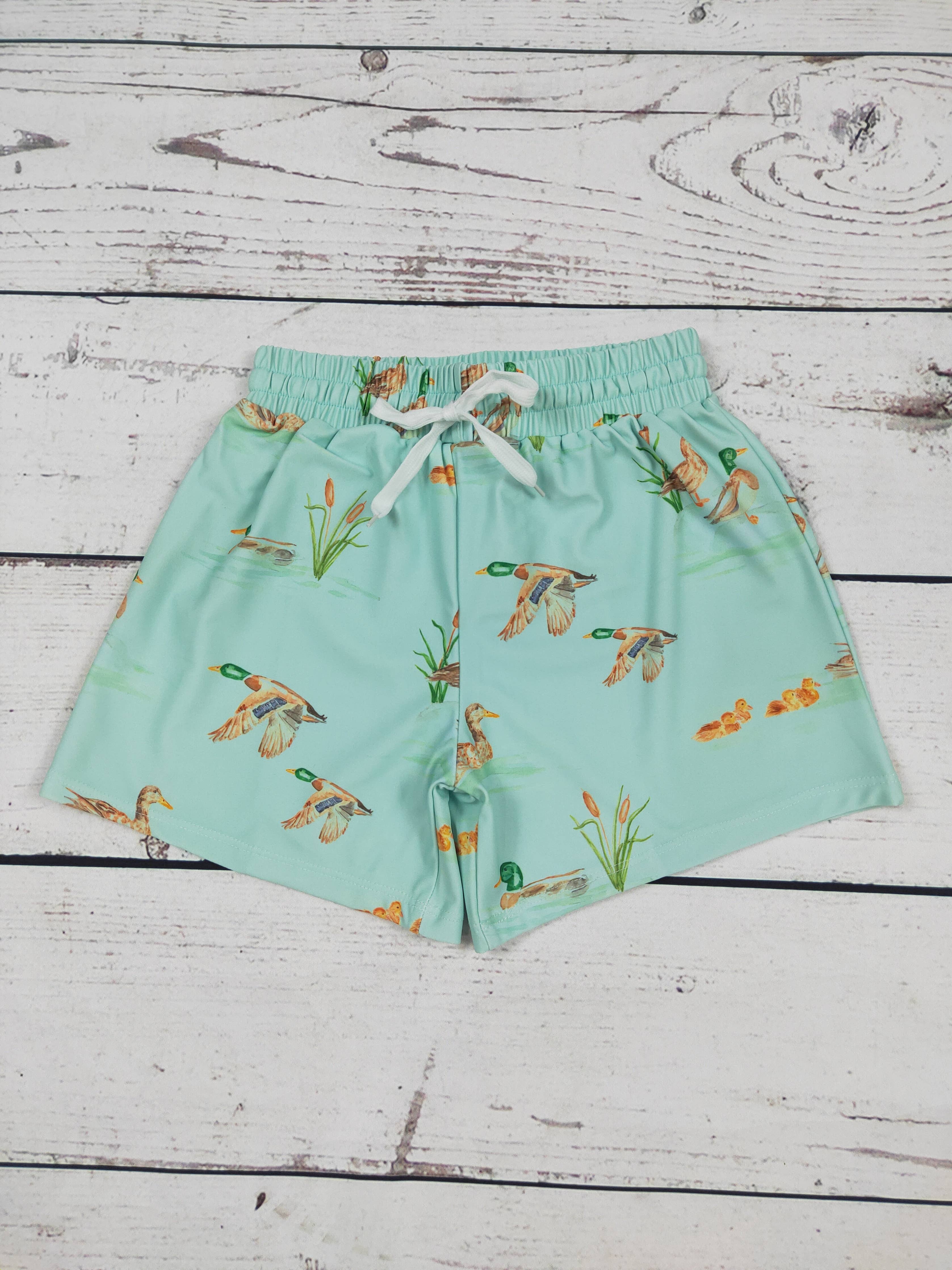 Boys Green Mallard Boardshorts