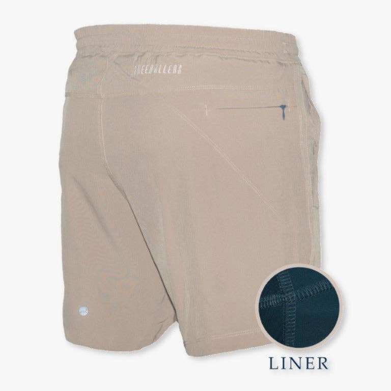 Kids Khaki Freeballers - Sport Shorts: Built-in Liner