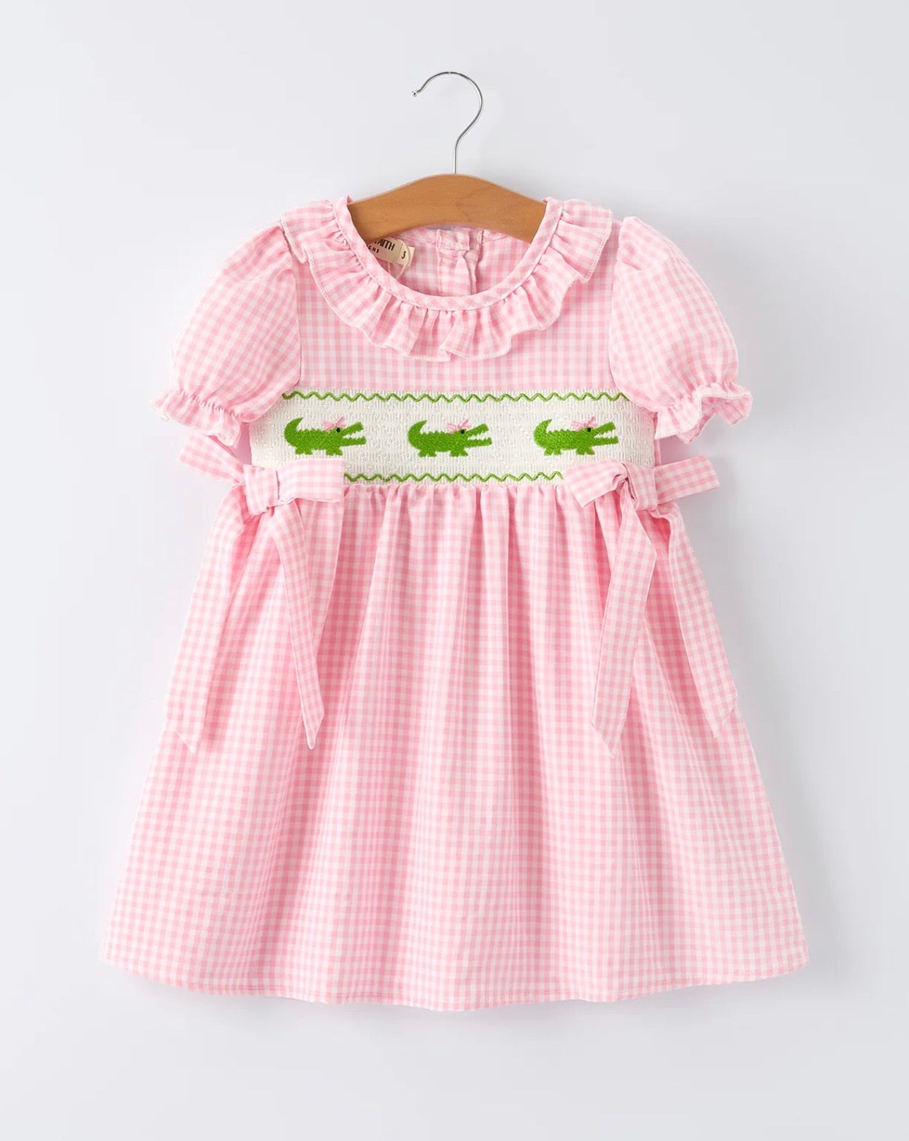Girls Crocodile Smocked Dress