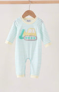 Green Excavator Knot Stripe Romper