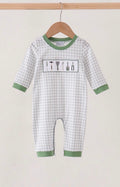 Green tools embroidery romper