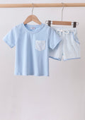 Blue Plaid Shorts Set