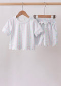 Mint Floral Scalloped Shorts Set