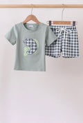 Green Fish Appliqué Shorts Set