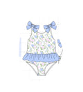 Blue Floral One-Piece Swimsuit