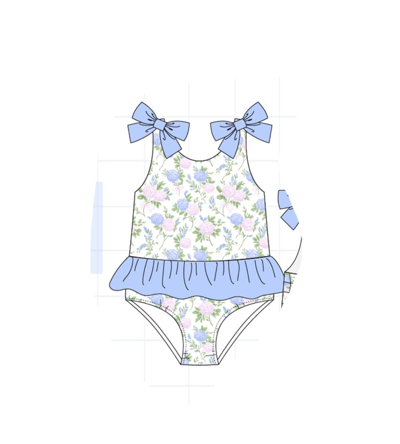 Blue Floral One-Piece Swimsuit