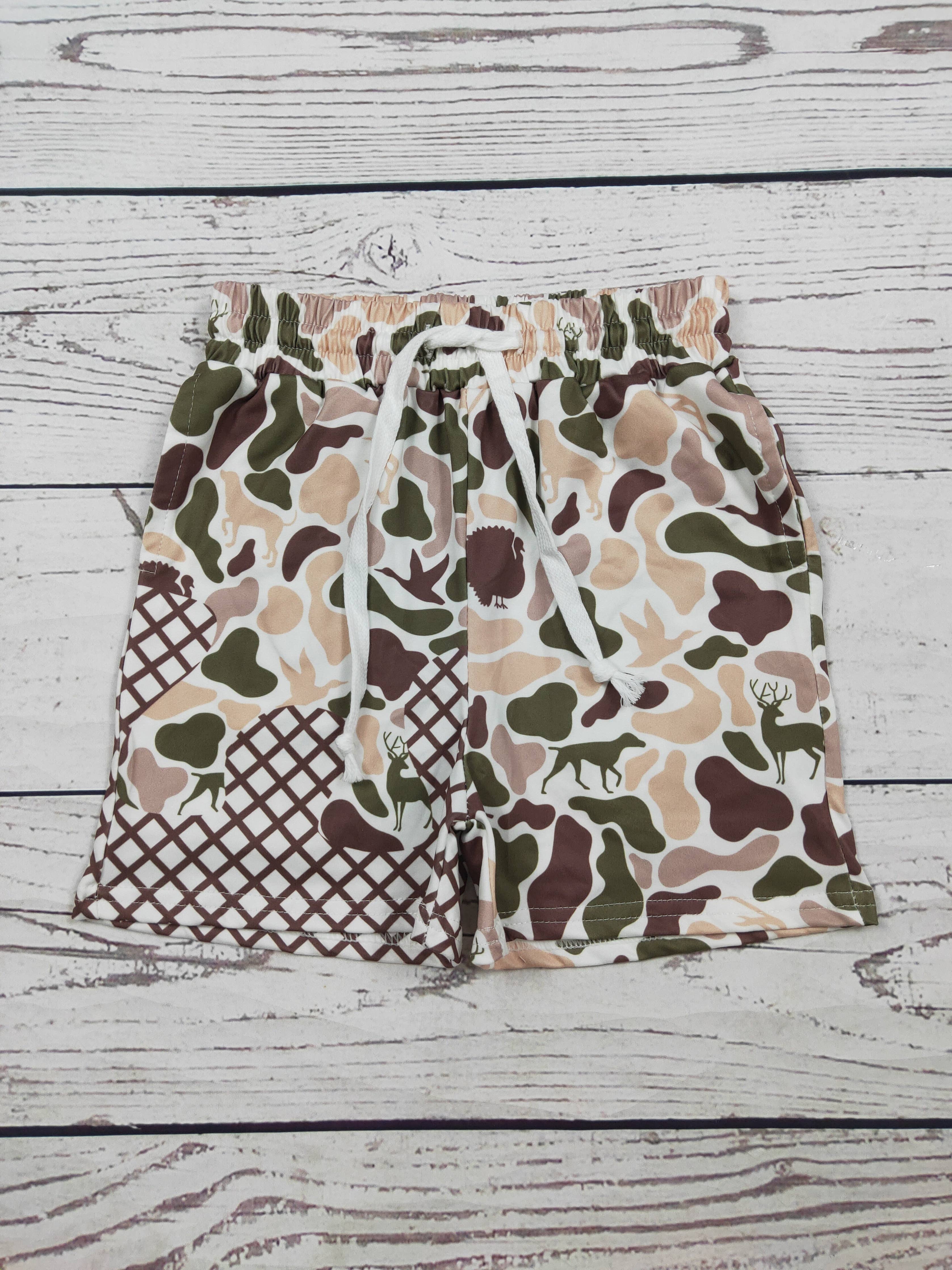 Boys Hunting Camouflage Drip Shorts